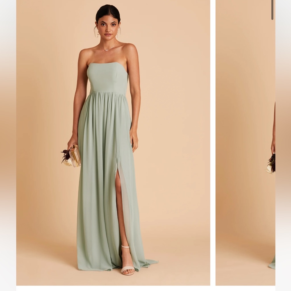 Birdy Grey Strapless Sage Green Chiffon Gown